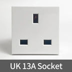 Fireproof 13A Wall Outlet 8mm Stainless Steel UK/EU/US/FR Universal Power Socket Single/Double Gang DIY