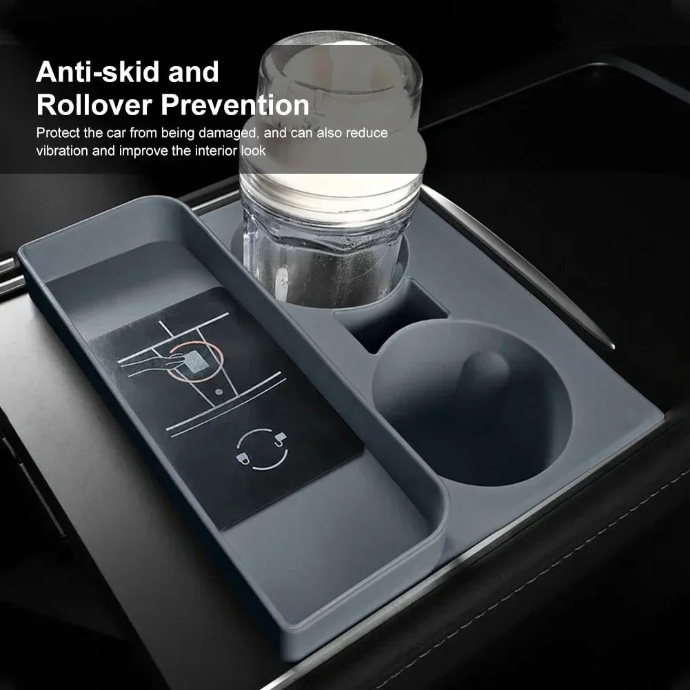 Premium Cup Holder Insert Secure Fit for Model Y/3 Center Console Round Slot Cover with Enhanced Interior Style Tools Amagi