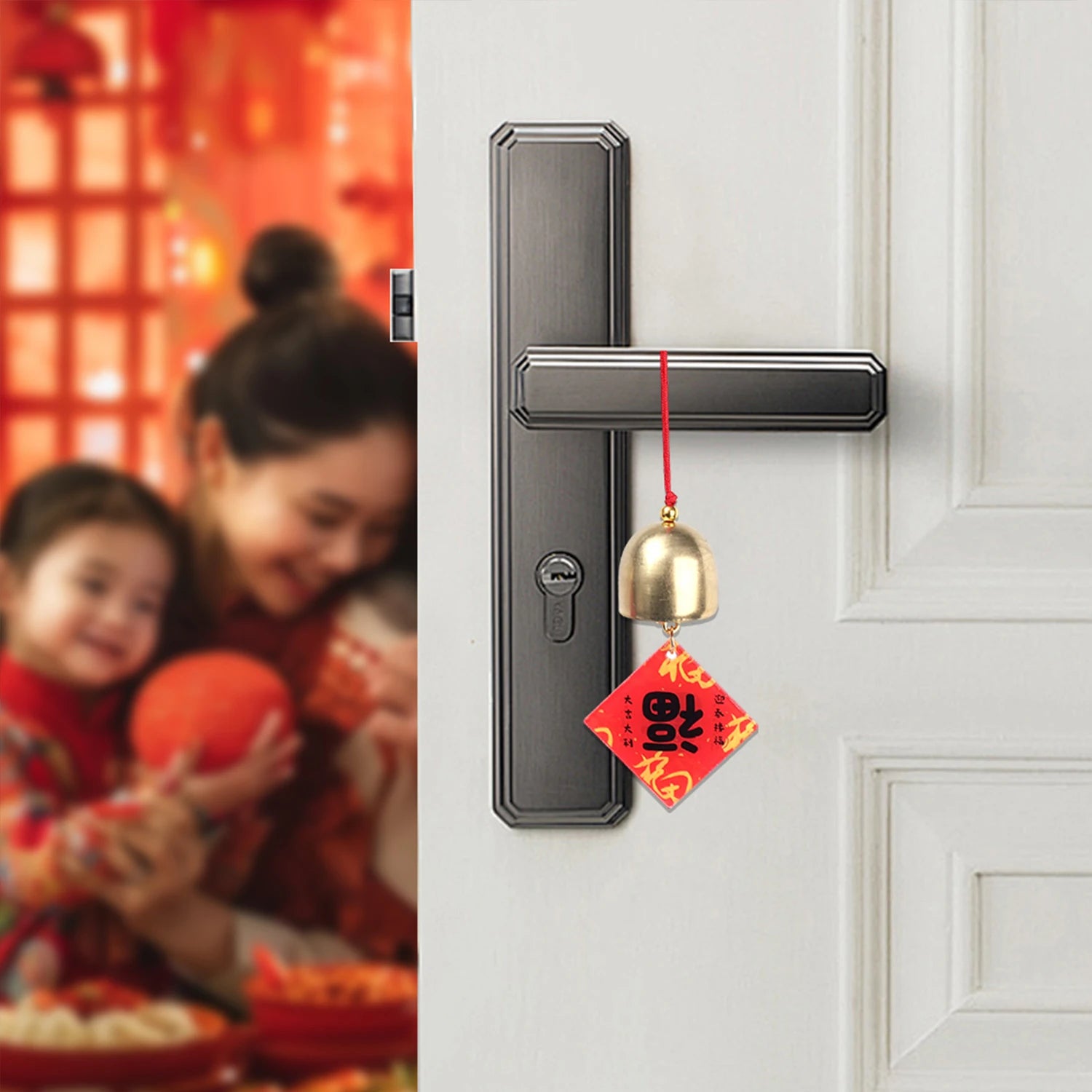 Car New Year Wind Chime Pendant New Auto Interior Bell Ornament Festive Blessings Text Car Mounted Chinese Style Decoration
