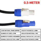 Weatherproof 3-Pin Power Cable (3×1.5mm²) for Stage Audio, Lighting Gear, Beam Projectors & LED Displays