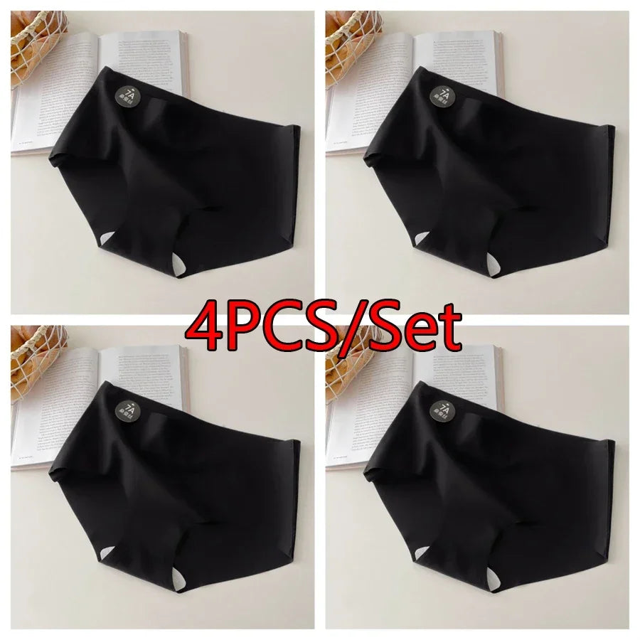 4PC Seamless Silk Women's Panties Ultra-Thin Briefs with High Elasticity Breathable Comfortable Soft Lingerie Underwear Amagi