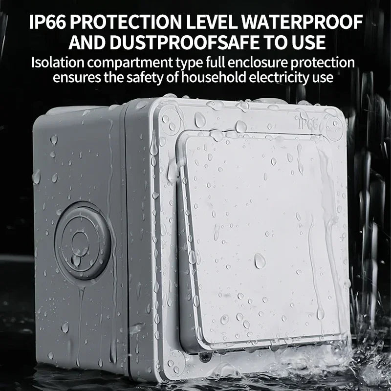 IP66 Outdoor Wall Switch 16A Weatherproof Push Button - 1/2/3 Gang Electrical for Garden/Patio/Exterior Use