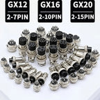 GX12 GX16 GX20 Waterproof Aviation Connector 2 3 4 5 6 7 8 9 10 12 15Pin M/F, 5/10/20 Sets for Industrial Machinery Panel Wiring