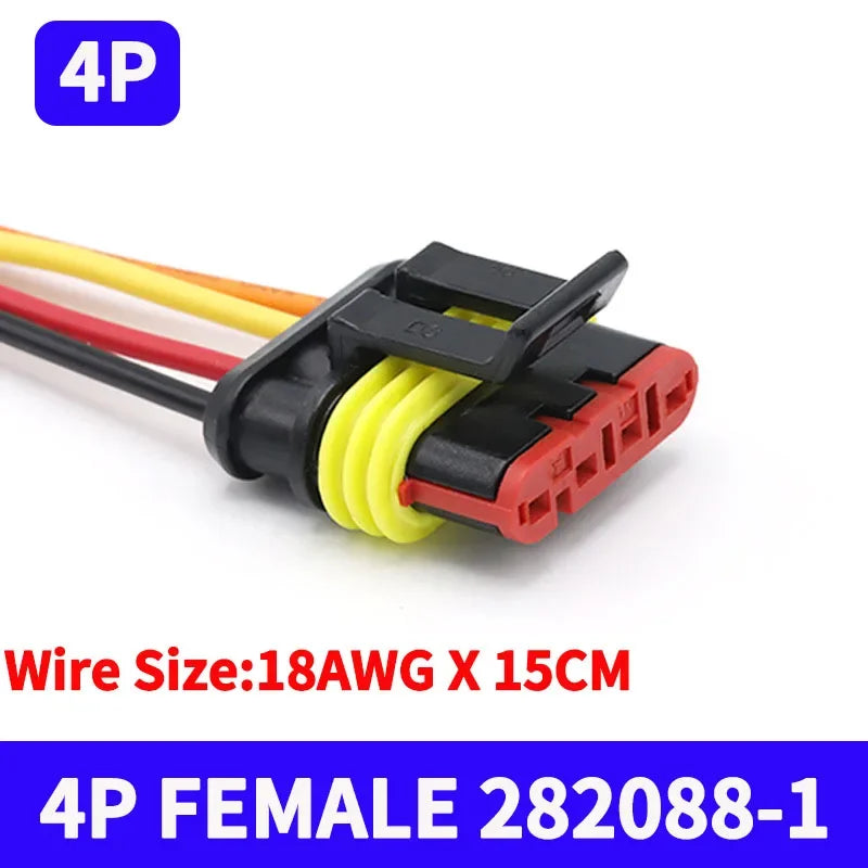 5/20/100Sets AMP Type 1.5 Series Automotive Waterproof Connector Plug Socket HID Male&Female 15CM Wire Harness 1P/2P/3P/4P/5P/6P
