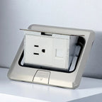 Floor Electrical Outlet Pop Up Kitchen Countertop Waterproof Sockets Pop Out Receptacle Stainless Steel Box Golden Cover 15A