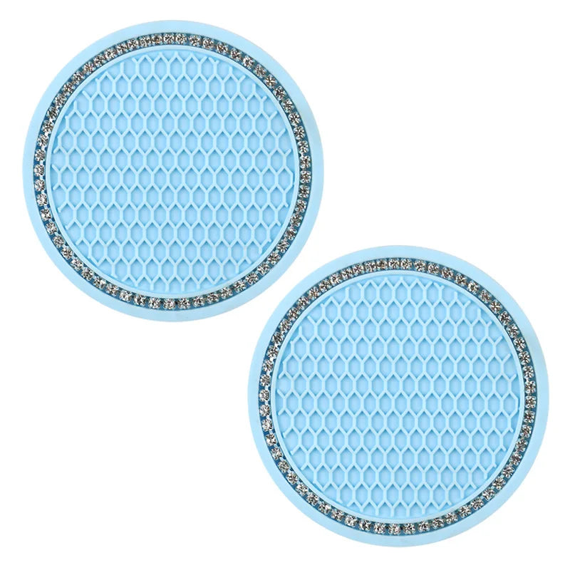 New Bling Rhinestone Cup Holder Drink Pad Interior Decoration Cute Anti-slip Round Durable Mat Coaster Heat Resi Car Accessories
