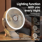 Clip-on Fan Quiet Rechargeable Desktop Portable Air Circulator Wireless Fan With LED Light For Camping Amagi