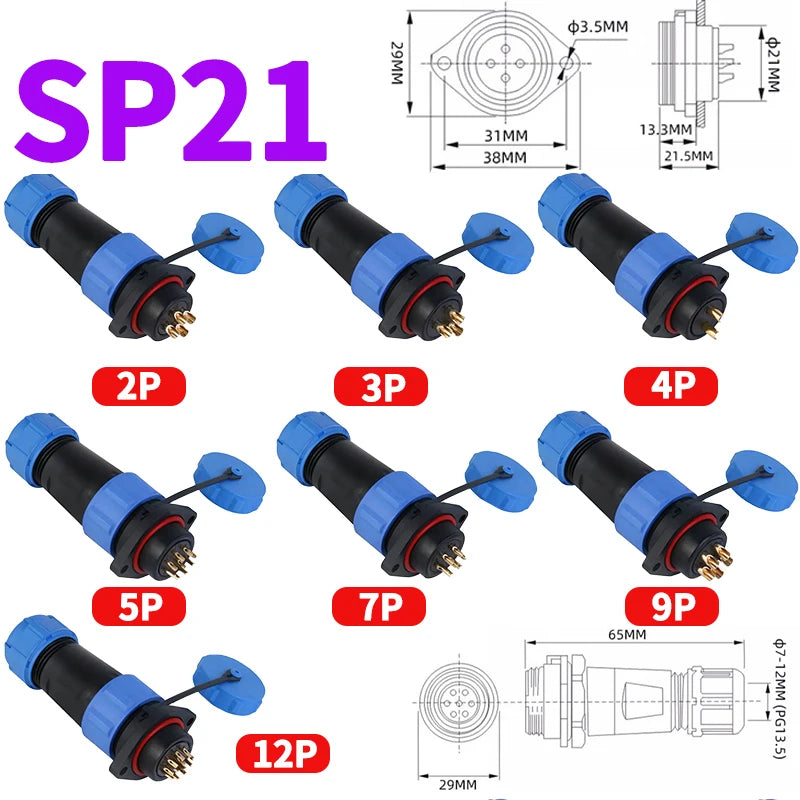 IP68 Waterproof Aviation Connector, Panel Mount Male Female Plug Socket for Industrial Equipment, 2–12 Pin Circular Connector