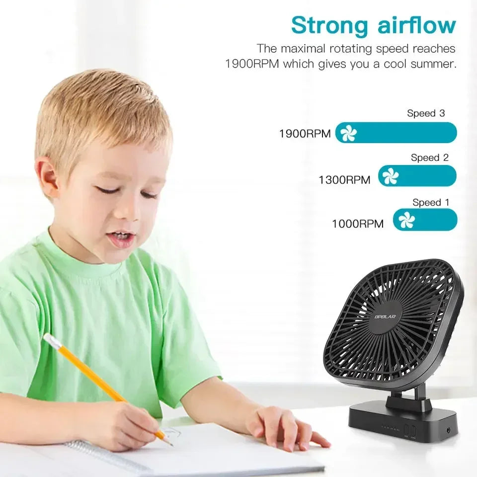 AD-Desktop Mini Rechargeable USB Fan With Timer Foldable 3 Speed 7 Leaf Portable Quiet Fan For Office Outdoor Camping Amagi