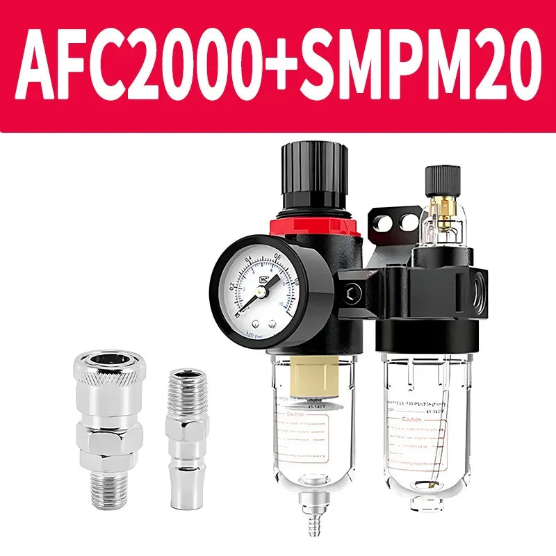 1/5/20 Sets AFC2000 1/4 Air Compressor Oil Water Separator Filter Regulator Trap with Pressure Reducing Valve for Airbrush