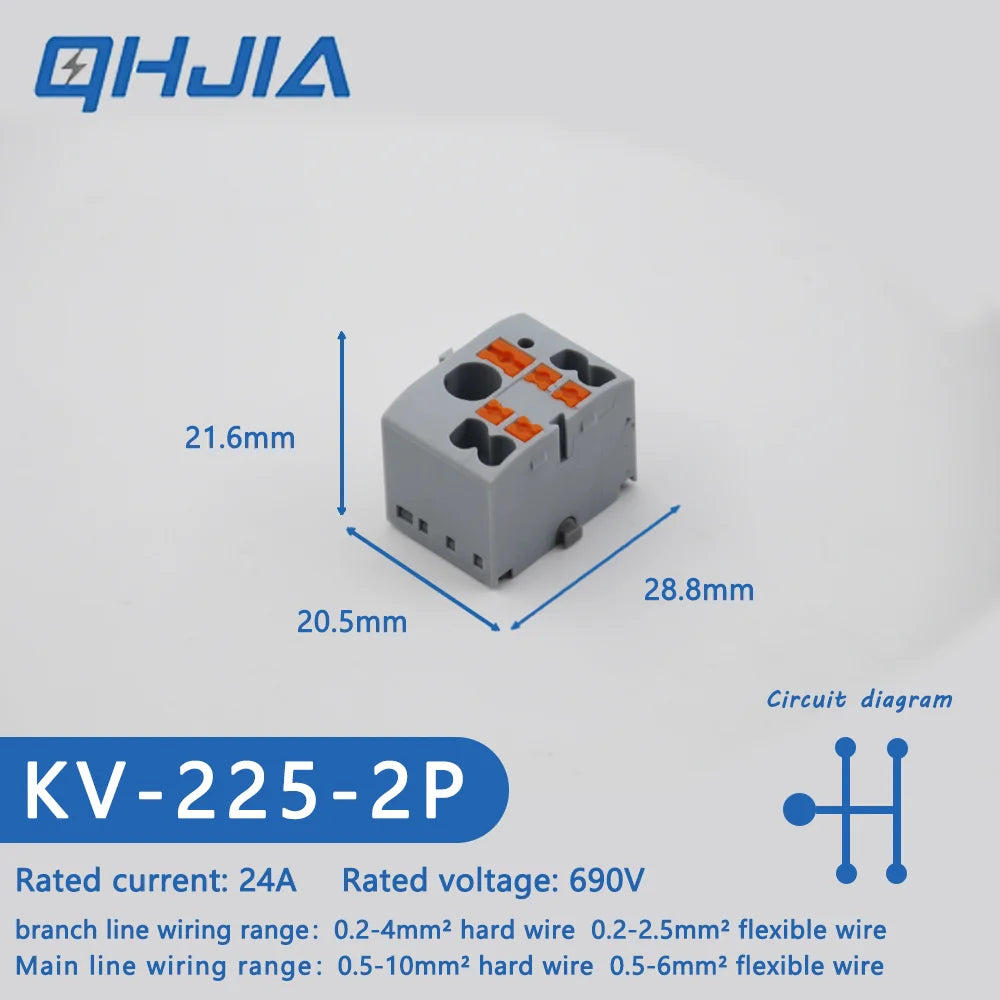 1 in Multiple Out Electrical Splitter Wire Connector Plug-in Terminal Block for Home Light Wiring Guide Rail Junction Box