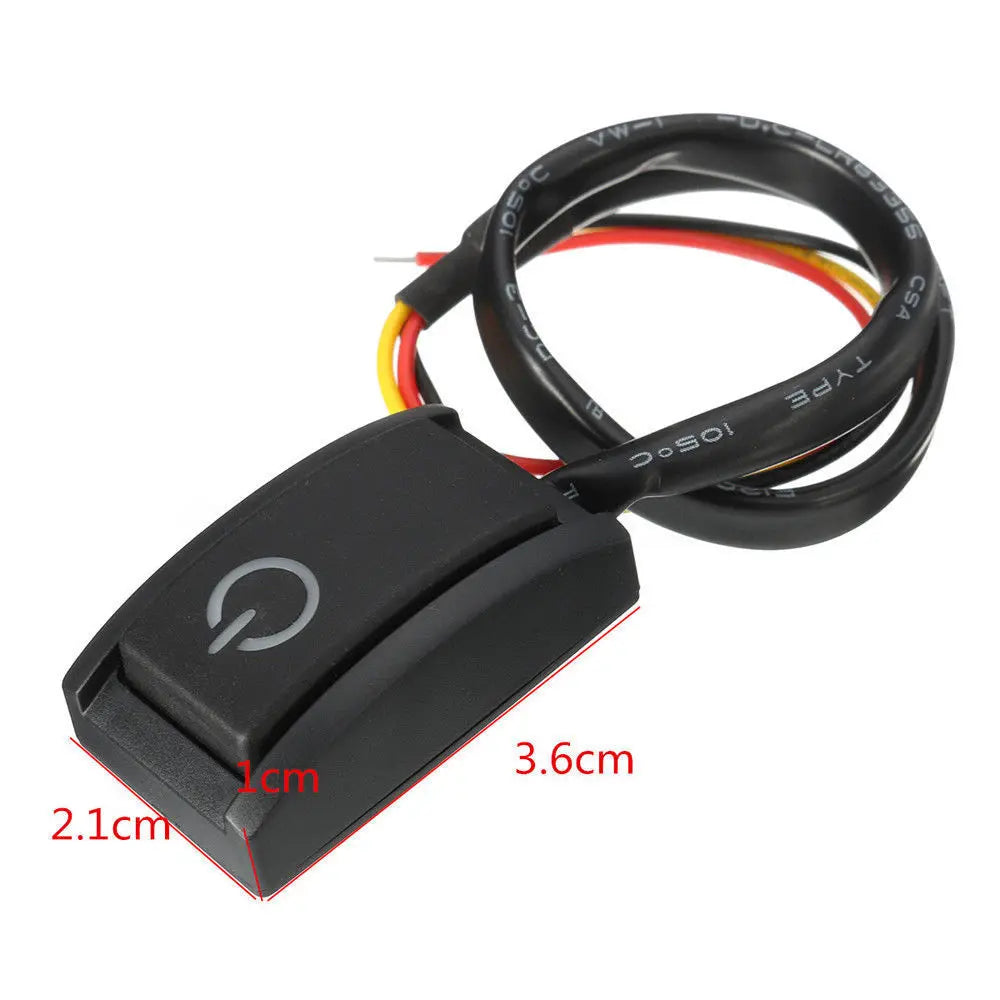Car Push Button Latching Switch Plastic DC12V 200mA 2.4W LED Light Car Push Button Latching Turn ON/OFF Switch