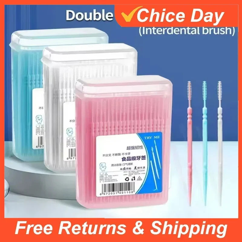Brush Teeth Picking 100 PCs Boxed Plastic Toothpick Disposable Household Interdental Dental Floss Disposable Toothpick Amagi