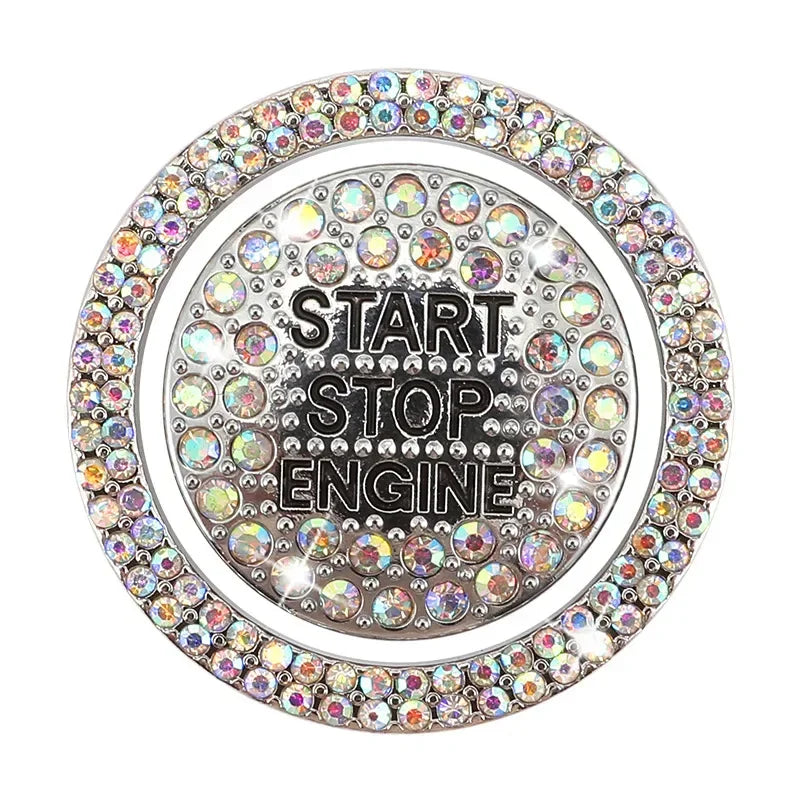 Car One-click Start Button Interior Engine Ignition Start Stop Button Protective Cover Crystal Decoration Car Accessories amagi