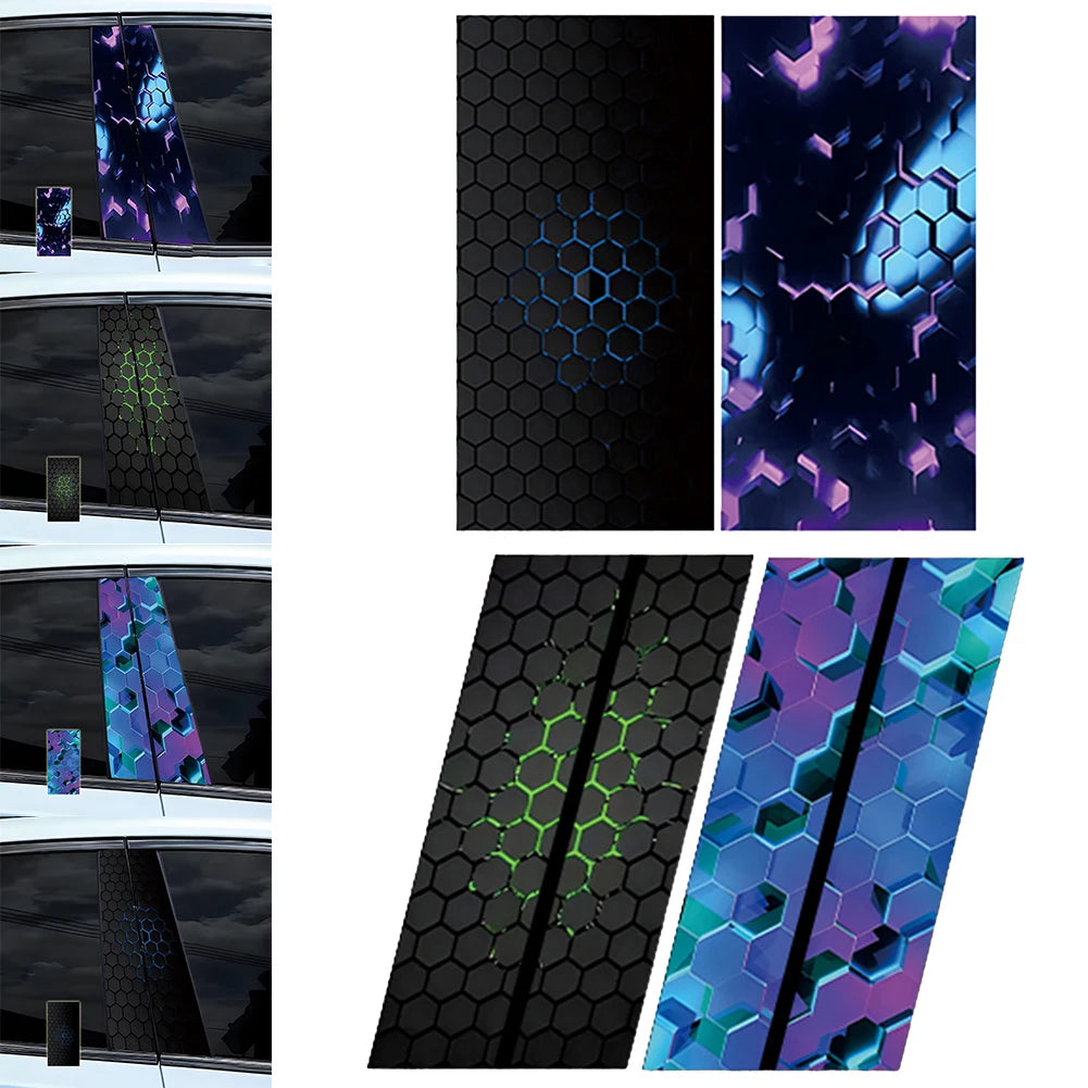 1PC For Honeycomb Car B-pillar Waterproof Decal DIY Door Pillar Sticker Car Door Post Sticker DIY Decor Center Pillar Sticker