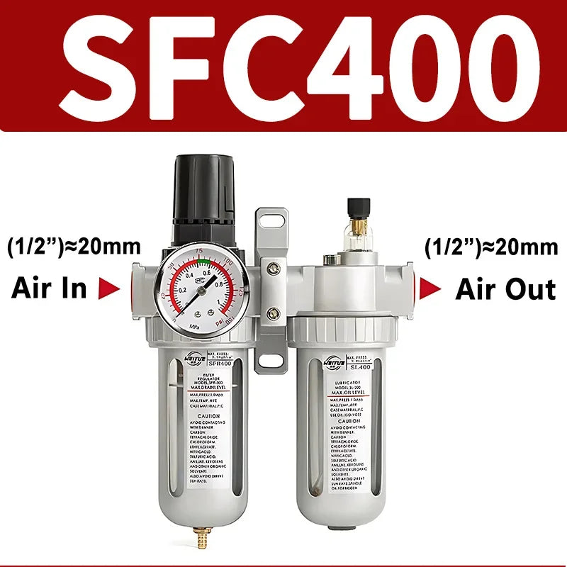SFC200 1/4" SFC400 1/2" SFC300 3/8 Air Filter Regulator Oil Water Separator Trap Regulator Valve For Compressor Pneumatic Parts