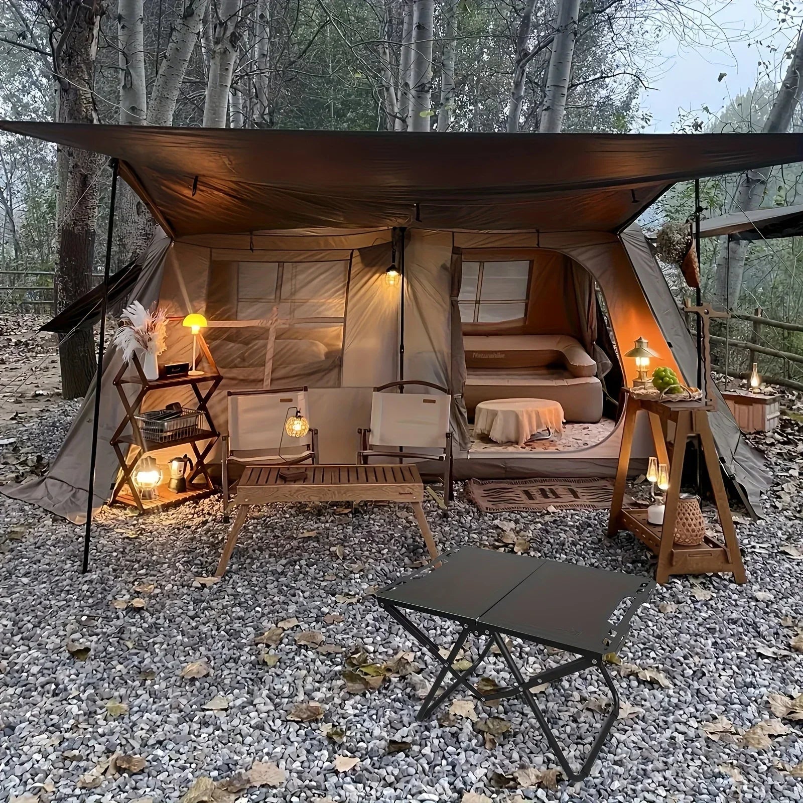 Multi Functional Outdoor Folding Table for Self Driving Hiking Convenient Metal Small Table Can Be Spliced To Hang Items Amagi