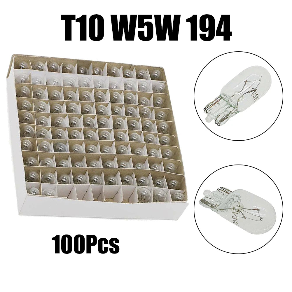 100PCS 194 T10 Clear Wedge Incandescent Instrument Panel Light Bulbs  Cars Trucks Motorcycles Instrument Panel Bulb Lamp