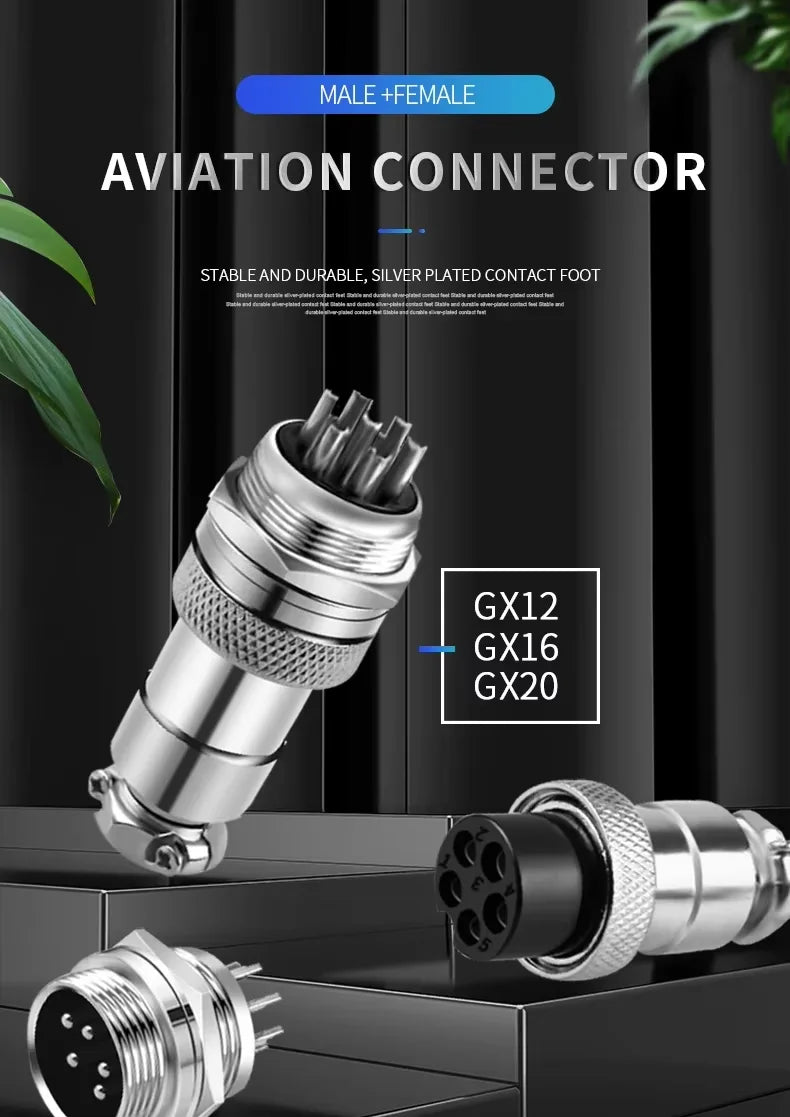 5Pcs GX16 Aviation Connector 2/3/4/5/6/7/8/9/10 Pin Male Plug Female Socket 16mm Wire Panel Mount Nut Type Circular Adapter