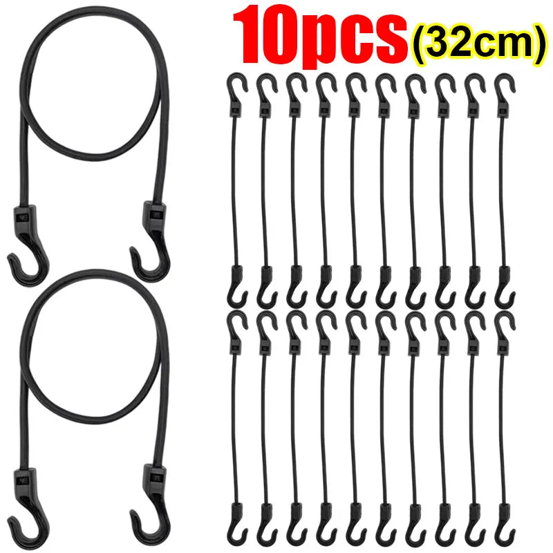 Heavy Duty Bungee Cords with Hooks Elastic Tie Down Straps for Car Roof Rack Motorcycle Luggage Cargo Net Camping Tent Rope