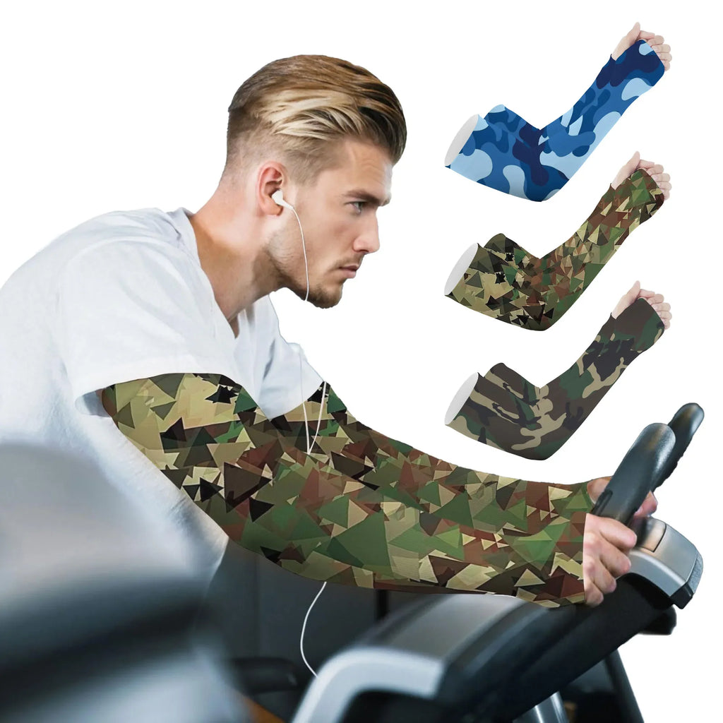 Camouflage Ice Silk Sleeve Cover Men Women Sun Protection Windproof Arm Sleeves Oversleeve for Outdoor Fishing camping Cycling