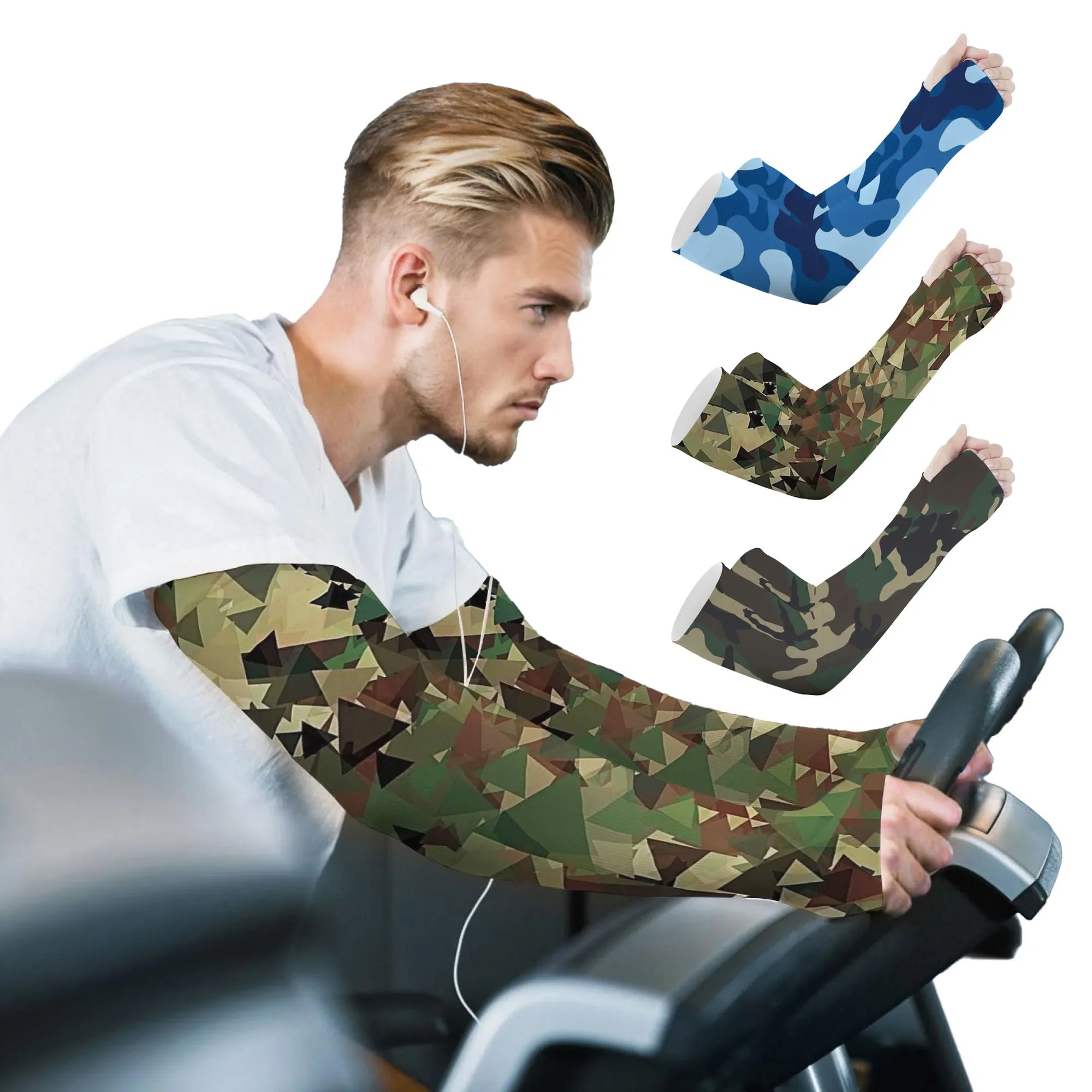 Camouflage Ice Silk Sleeve Cover Men Women Sun Protection Windproof Arm Sleeves Oversleeve for Outdoor Fishing camping Cycling