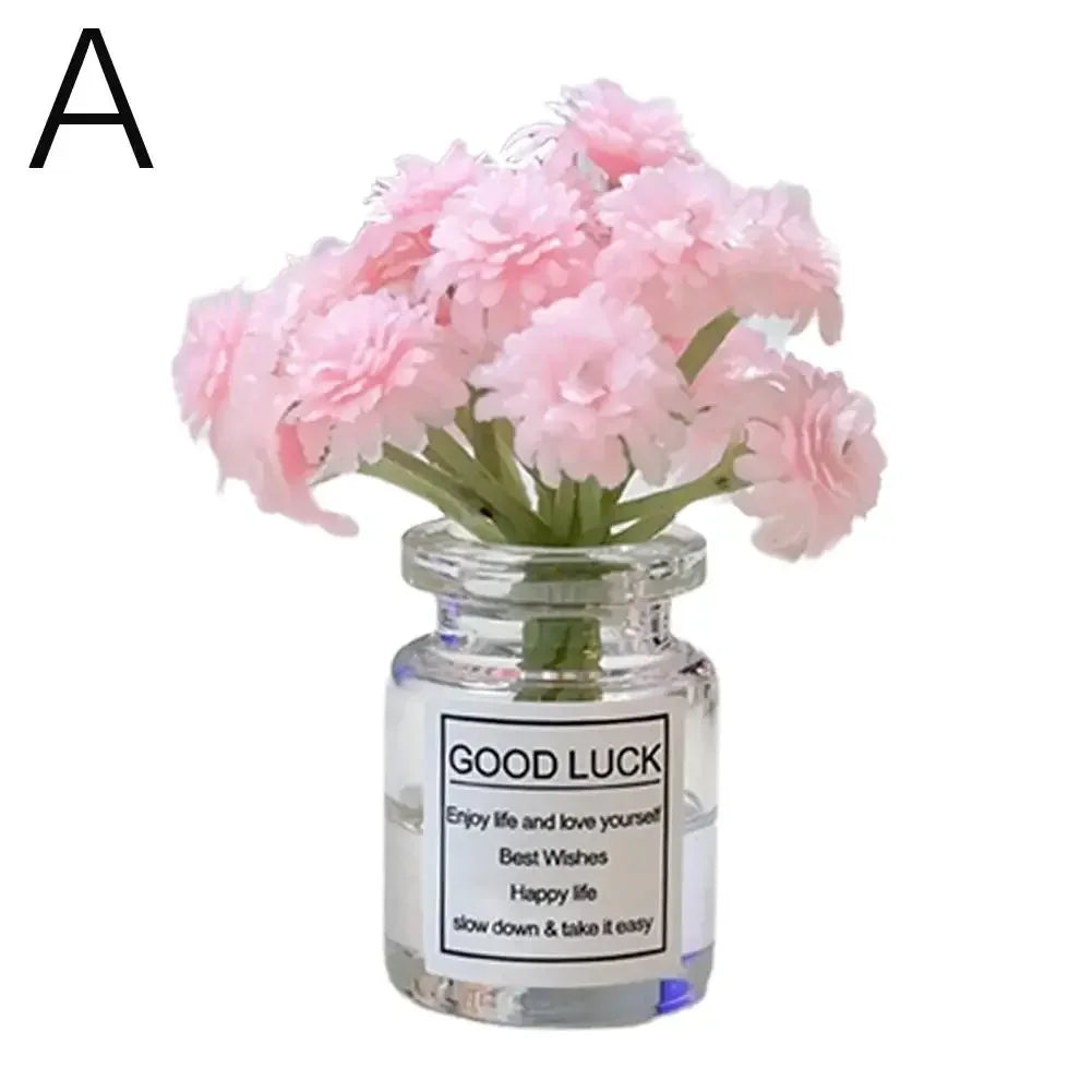 Car Interior Decoration Auto Dashboard Gadgets Ornament Cute Simulation Flowers Vase Sakura Gypsophila For Girl Woman Amagi