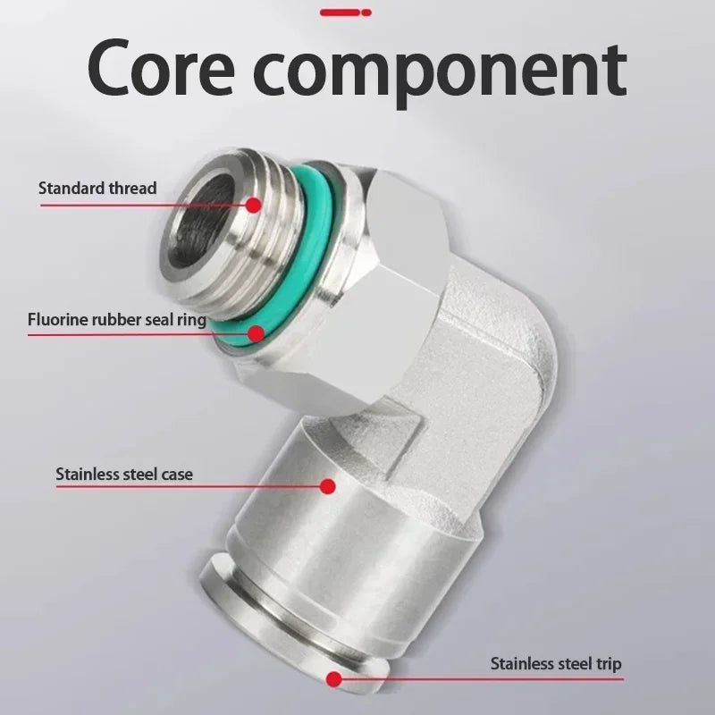 10/50/200PCS PL-G 304 Stainless Steel Trachea Quick Coupling Joint 1/8" 1/4" 3/8" 1/2" External G Thread Elbow Pneumatic Fitting