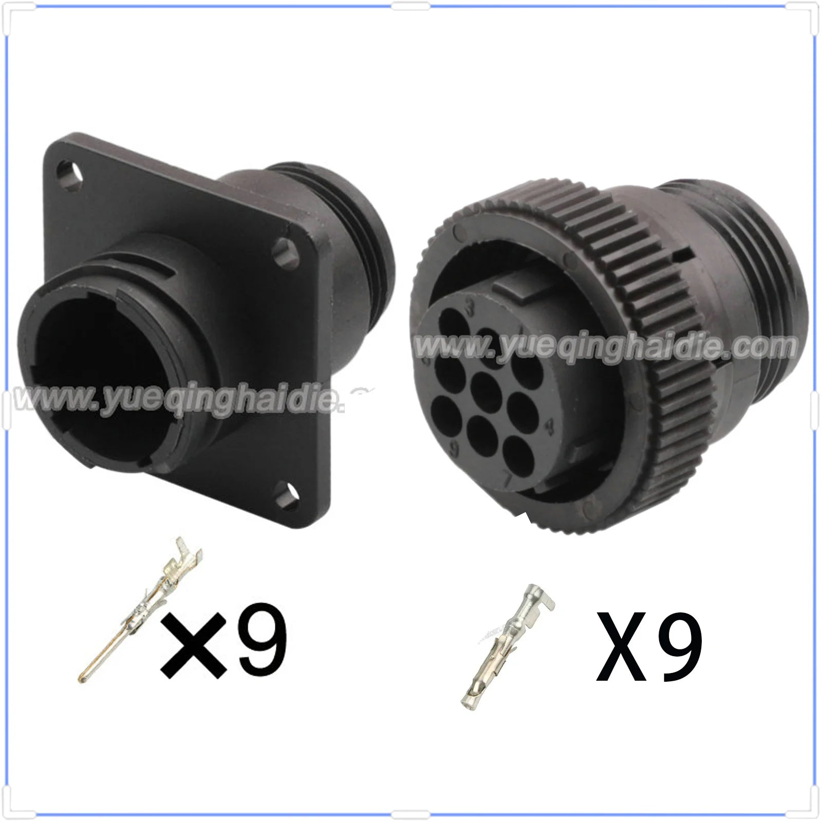 AMP 9PIN Connector 1.5mm Male Female Black Circular Connectors Cable Socket Wiring Harness 182922-1 182645-1