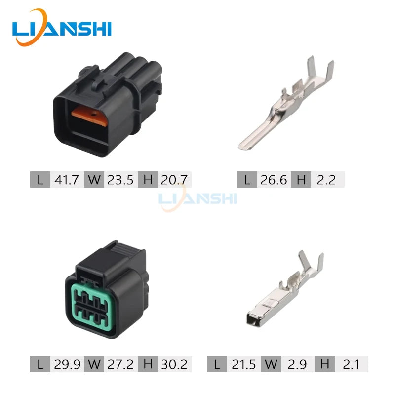 PB625-06027 PB621-06020 Automotive headlight plug 6p male and female wiring harness connector with terminal