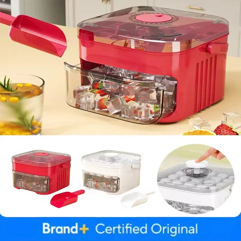 Ice Maker with Easy Press Cap with Easy-press Lid Double-layer Ice Cube Machine Reusable Large Capacity Ice Cube Mold Amagi