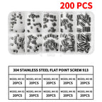 M3 - M10 Sizes DIN913 Hex Socket Allen Flat Point Grub Bolt Assortment - Black Steel & 304 Stainless Steel Mix