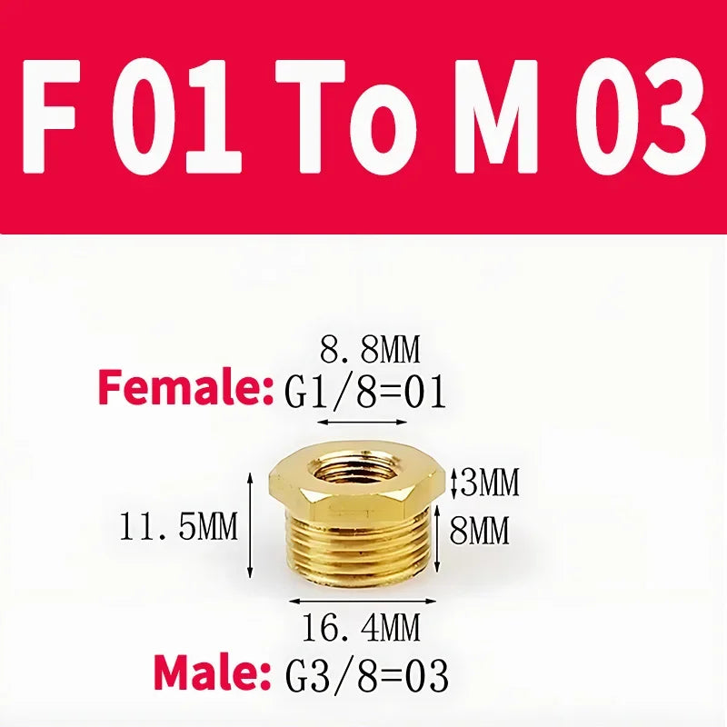 Brass BSP Reducing Hexagon Bushing Adapter Fitting,Male to Female Connector for Fuel,Water,Gas,Oil,1/8" 1/4" 3/8" 1/2" 3/4" 1"