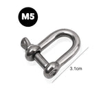 Stainless Steel D Link Shackle Ring Hooks Lifting Shackle Lock Wire Rope Clips D-Type Rigging Shackle Hooks Boat Hardware Tools