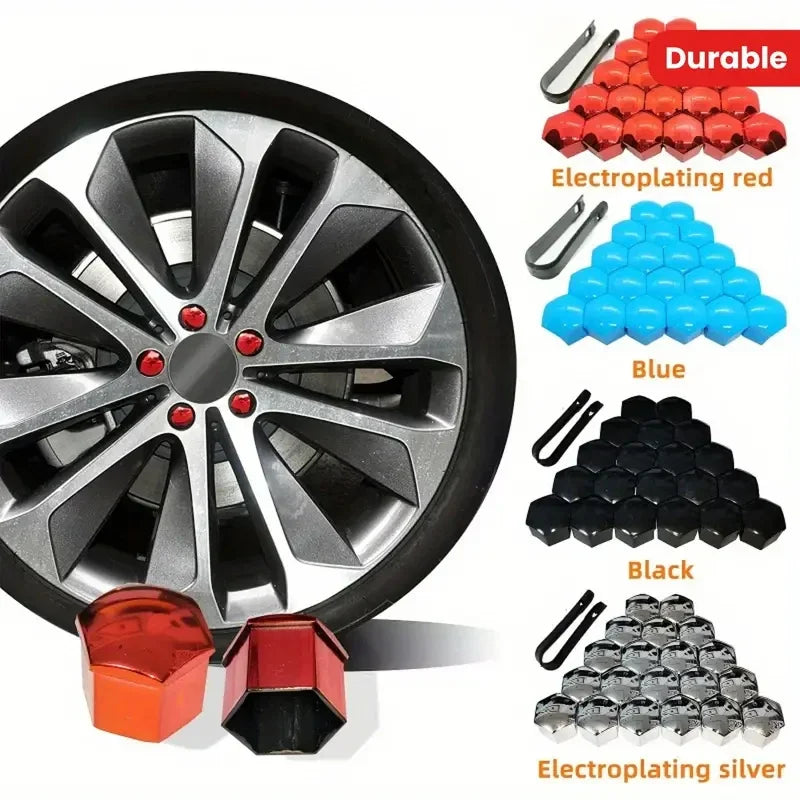 20pcs Universal Lug Nut Covers for Automotive Wheel Hubs Tire Cap Modification Accessories Dust-Proof Rust-Proof Durable Stylish