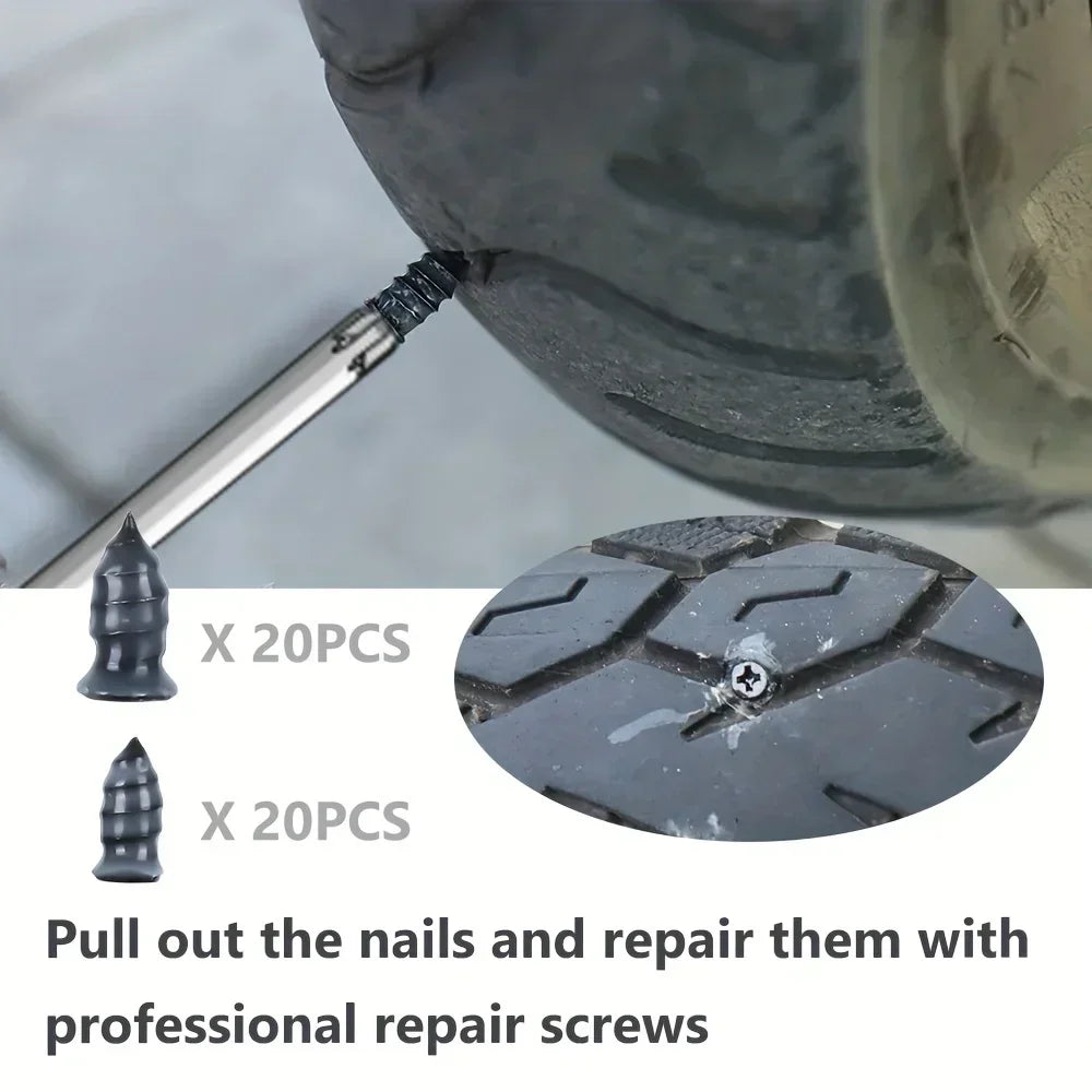 10/30Pcs Vacuum Tyre Repair Nail Tire Puncture Screws Motorcycle Fitting Set Tubeless Wheel Repairs Puncture Kit Patches for Car