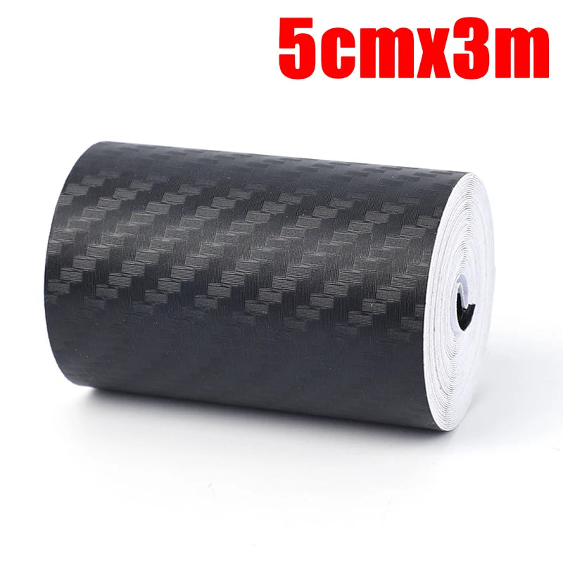 3D Carbon Fiber Matte Car Sticker DIY Paste Protector Strip Car Threshold Door Edge Anti Scratch Tape Waterproof Protection Film