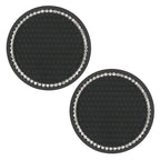 2pcs Cute Bling Car Cup Holder Coaster Mat with Rhinestone for Women Girl Universal Anti Slip Automotive Interior Amagi