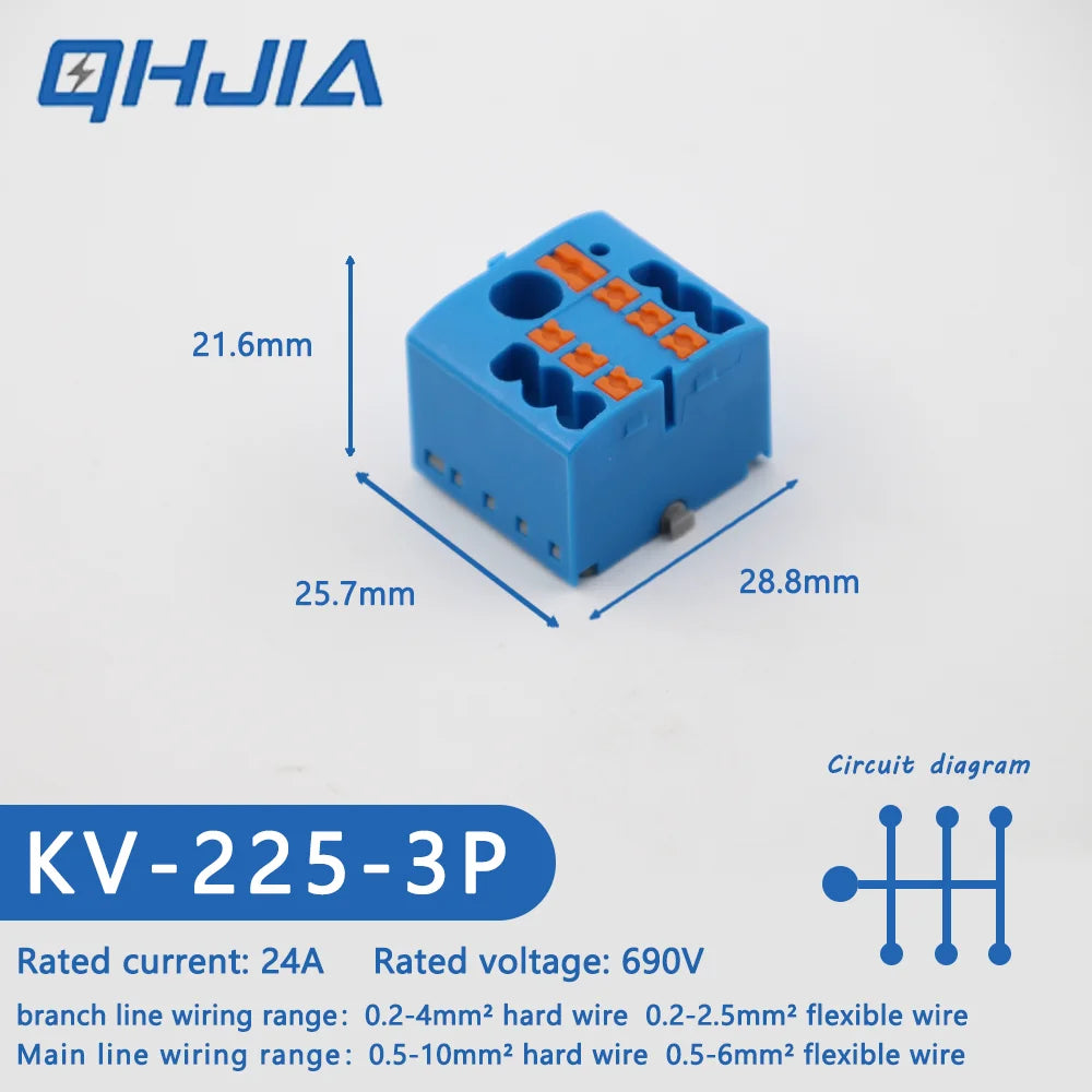 1 in Multiple Out Electrical Splitter Wire Connector Plug-in Terminal Block for Home Light Wiring Guide Rail Junction Box