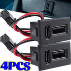 Dual USB-C Chassis Mount Socket – 2-Port Car Dashboard Charging Adapter