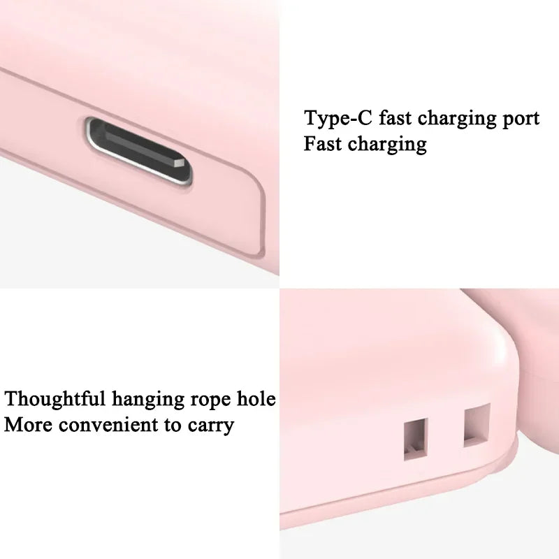 Foldable Mini Fan Portable Desk Fan with Phone Stand USB Rechargeable Handheld Fan for Outdoor Travel Camping Hanging Neck Amagi