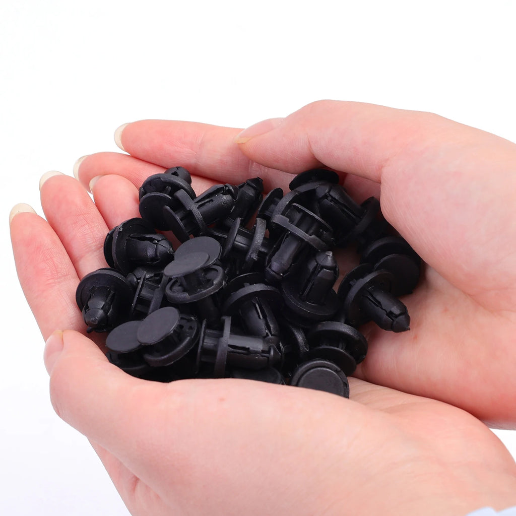 Car Bumper Door Panel Fender Liner Clips Retainer 8mm Auto Fasteners Rivets Clips Diameter Black Vehicle Accessories 20-100pcs