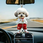 Acrylic Dog Car Pendant for Rearview Mirror Cute Poodle Keychain 2D Flat Ornament Auto Home Christmas Gift Backpack Decoration