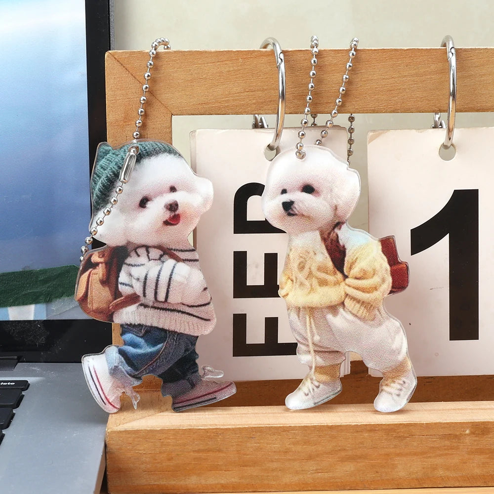 Creative Puppy Man Acrylic Creative Puppy Backpack Car Pendant Realistic Auto Rearview Mirror Ornament Car Interior Decoration