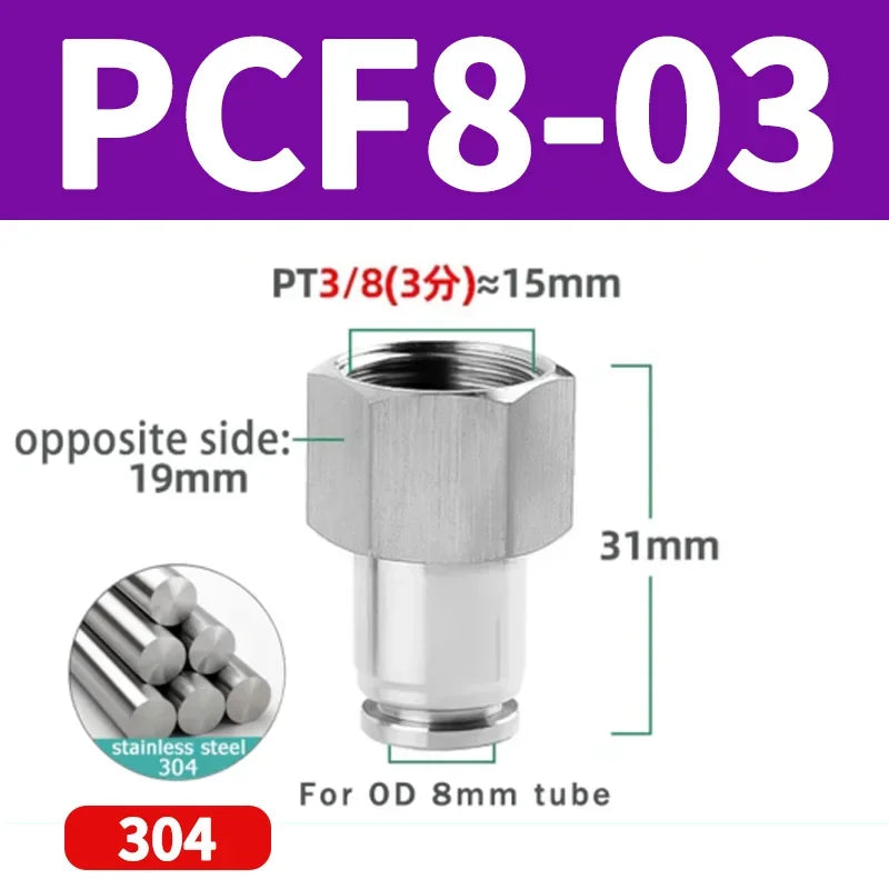 304 Stainless Steel Quick-Connect Air Hose Fittings - BSP 1/8",1/4",3/8",1/2 Pneumatic Pipe Connectors with Corrosion Resistance
