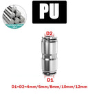 Pneumatic Push-In Tube Fittings – 4/6/8/10/12mm OD, Multiple Types: Straight Union, Elbow, Tee, Male Thread, Quick-Connect