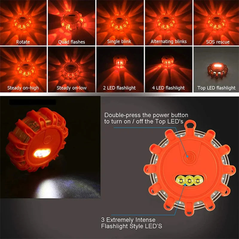 1Pc Magnetic LED Strobe Warning Light Car Emergency Road Rescue Safety Flashing Lights Roadside Auto Signal Lamp Accessory
