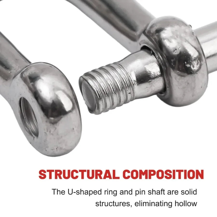 Stainless Steel D Ring Shackle HeavyDuty Ship Rigging Mooring Tow Recovery Clip Boat Vehicle Rope Chain Connector Metal Fastener