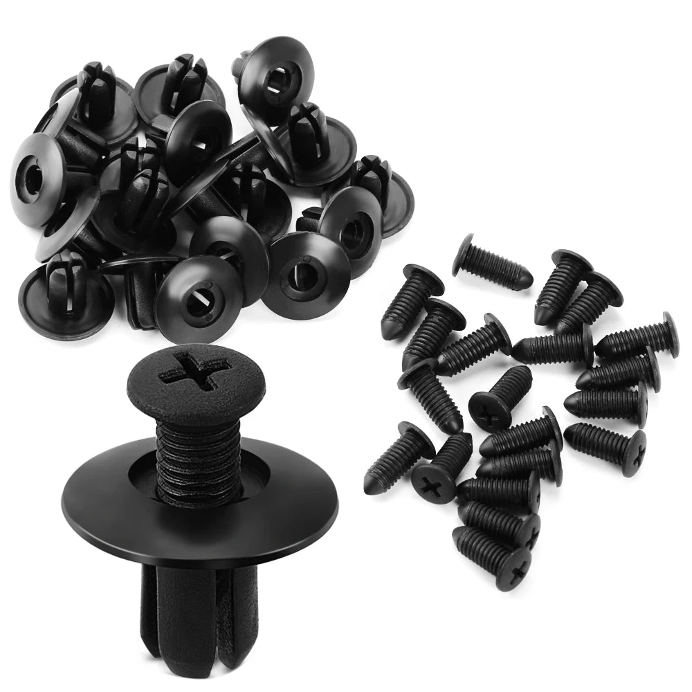 Universal Car 8mm Hole Plastic Rivets 1000/50 Fastener Push Clip Black Bumper Door Trim Panel Retainer Fastener Clip Accessories