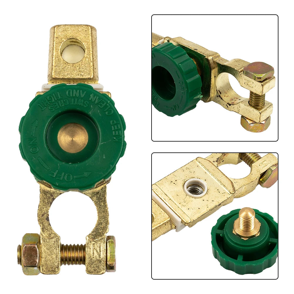 1PCS Heavy Duty Battery Disconnect Isolator Cut Off Switch 12V 24V Green 17MM  Fits Standard Negative Terminal Car Parts
